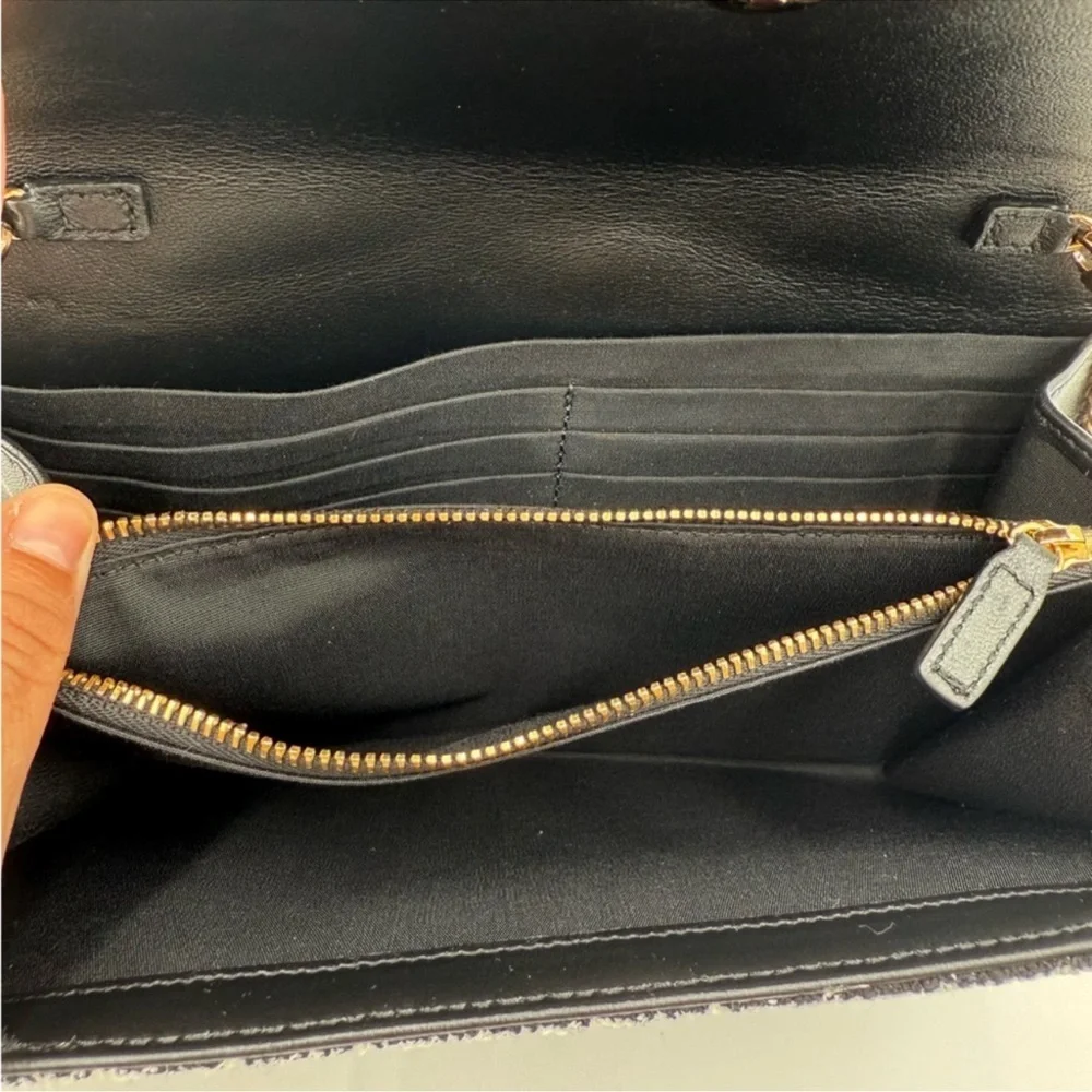 Versace Medusa Quilted Tweed Wallet/Crossbody with Lambskin Leather Interior NWT